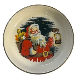 VINTAGE SANTA CLAUS PLATE CERAMIC CHRISTMAS DECOR